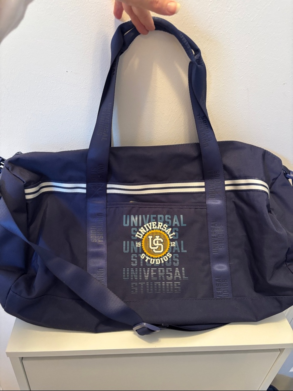 Limited 1912 Universal Studios Navy Duffel Bag with Yellow Logo Accent